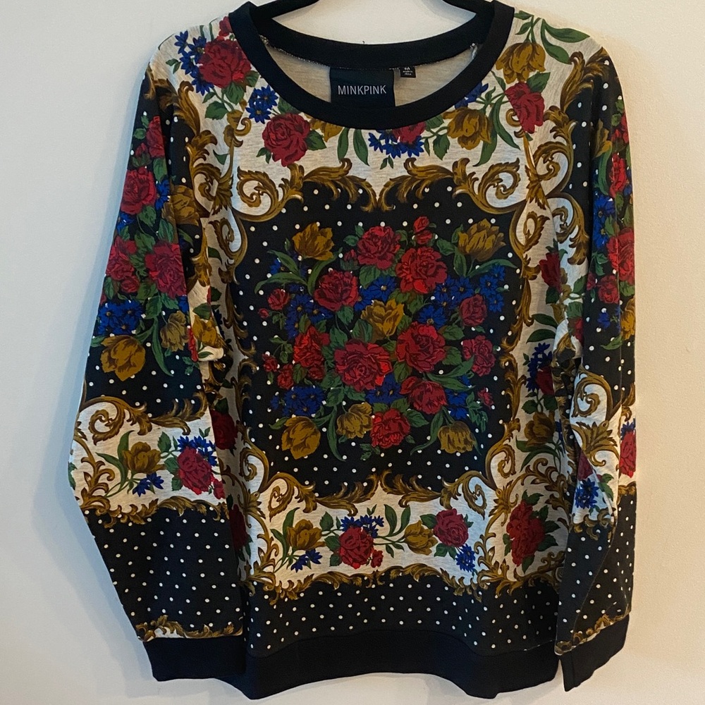 MINKPINK Multicolor Floral and Dot Sweater